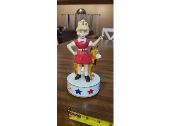 VINTAGE LITTLE ORPHAN ANNIE MUSICAL ROTATING FIGURINE 10'  -'I'D LIKE TO TEACH THE WORLD TO SING'
