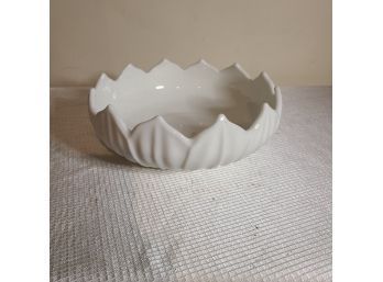 Milk Glass Porcelain Serving Candy Dish 9in Circumference
