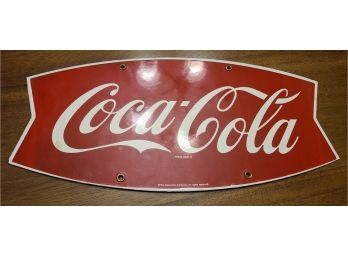 Coca-Cola Fishtail Style 1950s Style Porcelain Sign 16 By 8 In Coca-Cola Company
