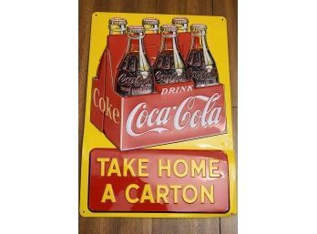 Drink Coca Cola Coke Take Home A Carton Tin Sign 12 X 17in