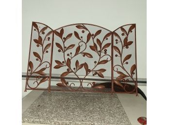 BRAND  New Metal Fire Screen 45w By 30 Height Brown Burnt Red Color
