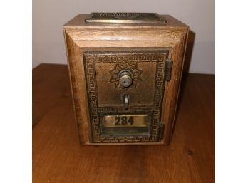 Vintage Reclaimed Post Office Lockbox Door Coin Bank Combination Dial