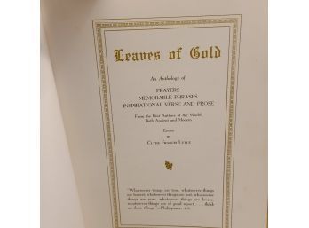 1948 Leaves Of Gold Prayers Memorable Phrases Inspirational Verse The Best Authors Ancient & Modern
