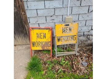 2 Metal Double Sided Retro 'MEN WORKING' Utility Signs Man Cave Specials 30'hx18L