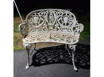 Vintage Cast Aluminum Garden Bench Neoclassical Style Great Accents