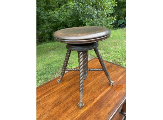 Vintage Adjustable Stool/Bench With Brass Claws And Crystals