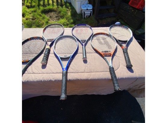 LOT OF 6 TENNIS RACKETS PRINCE AND WILSON