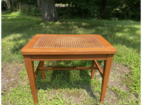 Wood With Rattan-top Side Table
