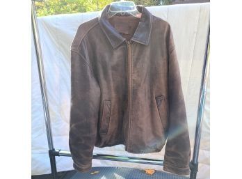 Vintage Men's Coach Brand Leather Size Large Brown Bomber Jacket