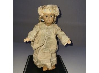 Early 1900s Composition Doll And Traditional German Head Dress Gear