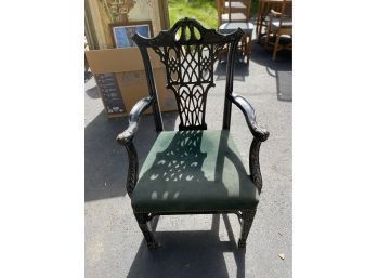 Vintage Black Chair With Green Seat