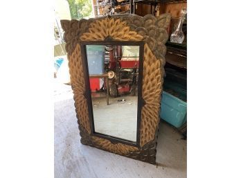 Leafy Gold And Wood Mirror