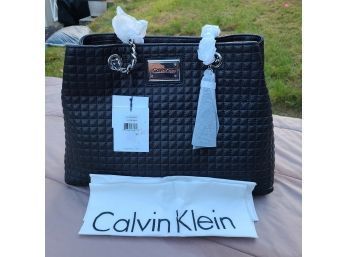 BRAND NEW CALVIN KLEIN BLACK LEAT HER TOTE PURSE STYLE #H3GAA1PT