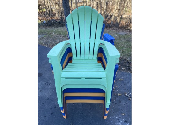 Adirondack Chairs, 6 Bright Plastic
