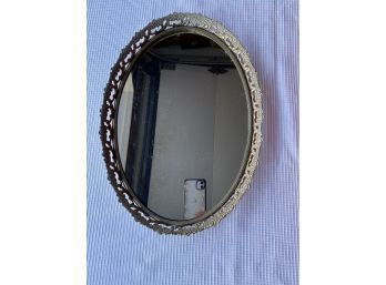 Antique Mirror Tray With Gold Trim