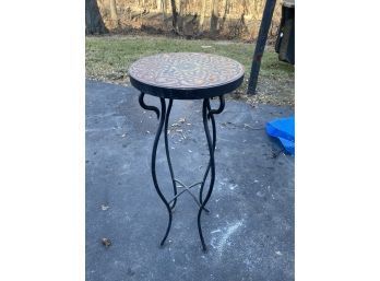 Metal Plant Stand With Red Glazed Heart Styled Top