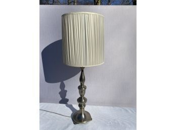 Silver Church Candlestick Lamp With Shade
