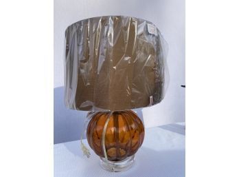 Modern Orange Glass Lamp With Golden Brown Lampshade