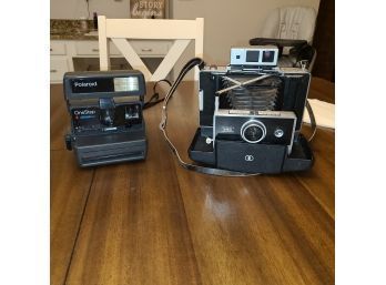 2 Retro Polaroid Cameras One Is Standard Other Is Automatic 250 Land Camera