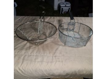 New 2 Large Deep Frying Baskets 11.5  And 10' And 4' Deep