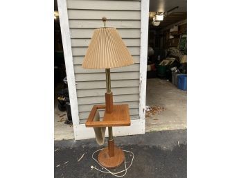 Vintage Lamp With Suede Magazine Rack & Table Top