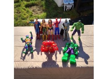 Action Figure LOT 9 Super Hero Figures Approx 12' Tall