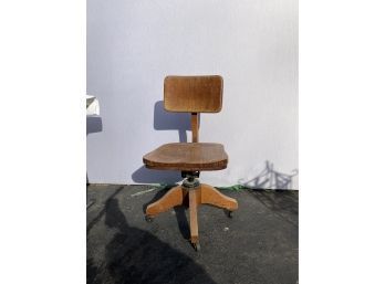 Antique Wooden Rolling Swivel Office Chair