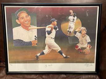 Yogi Berra Autograph Framed New York Yankees Lithograph Signed By Yogi & Artist Christopher Paluso (JA)