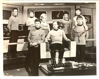 LEONARD NIMOY With Star Trek Crew Autographed 8x10