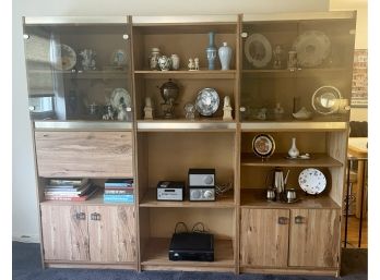 1970s 3 Section Wall Unit Entertainment Center