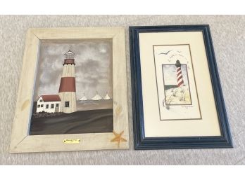 Pair Of Nautical Lighthouse Prints Wall Art