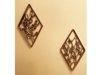 Pair Syroco Wall Plaques Gilded Wood Floral Wall Plaques