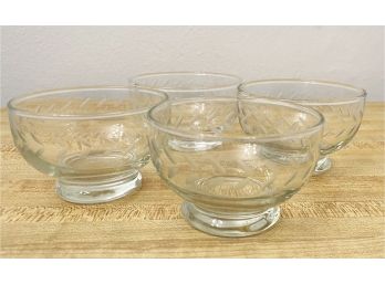 Set Of 4 Etched Glass Dessert Cups