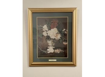 Framed Manet Print Bunch Of White Peonies
