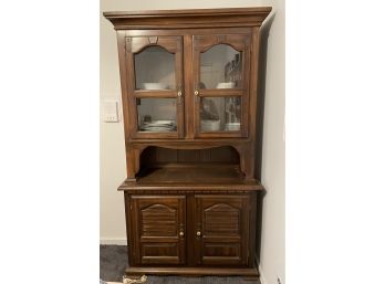 Vintage Wooden China Cabinet With Glass Doors