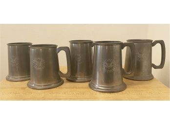 Set Of 5 Pewter Mugs Encyclopedia Americana