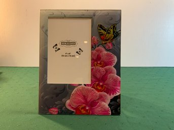 Painted Glass Orchid Picture Frame - NEW