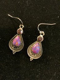 Purple Fire Dangle Earrings