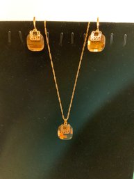 Golden Metal Dubai Jewelry Set, Champagne Crystal
