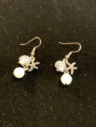 Sea Shore Earrings With White Bead