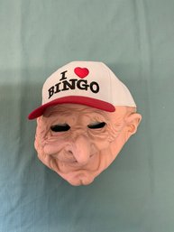 I Love Bingo Old  Man Mask  Adult Size - Like New