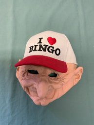 I Love Bingo Old Man Mask -  Adult Size - Like New