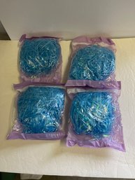 4 Packs (1.7 Oz) Blue  Iridescent Grass Easter Basket Filler