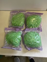 4 Packs (1.7 Oz) Green Iridescent Grass Easter Basket Filler