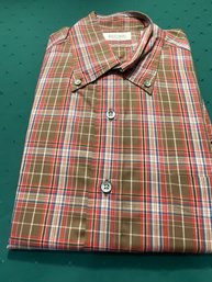 1 Ascot Chang Shirt Mens Size Med Loose Fit Long Sleeve Button Down Plaid