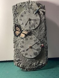 Resin Clock & Thermometer For Outside Use