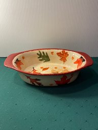 Nantucket 11.5' Oval Casserole Serving Dish W/ Handles Leaf Pattern Autumn Fall - Home
