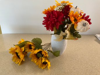 Silk Flowers With 3D Vase
