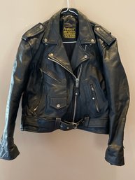 Vintage Protech Leather Apparel Black Biker Motorcycle Jacket/ Medium