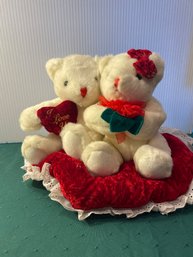 Love Bears On A Heart Pillow
